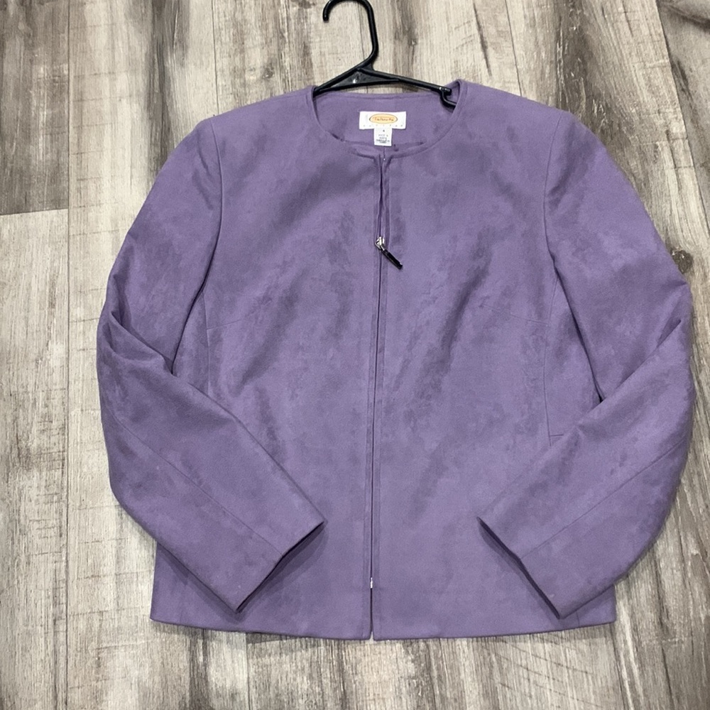 Talbots lavender size 4 soft zipper down jacket - Picture 3 of 6